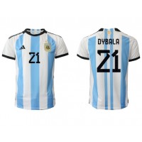 Camiseta Argentina Paulo Dybala #21 Primera Equipación Replica Mundial 2022 mangas cortas